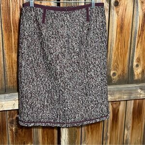 Talbots skirt career a-line tweed burgundy white black 6 FIRM on PRICE